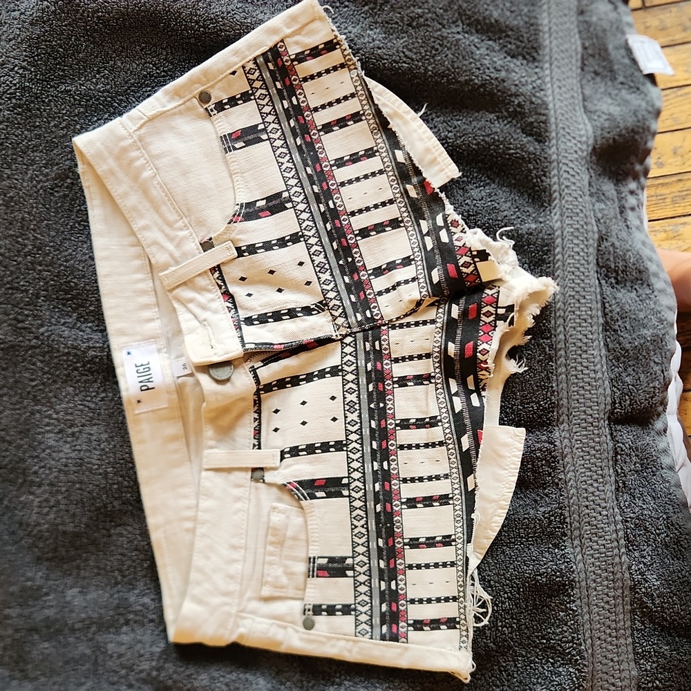 Paige aztec pattern denim short shorts sz 26